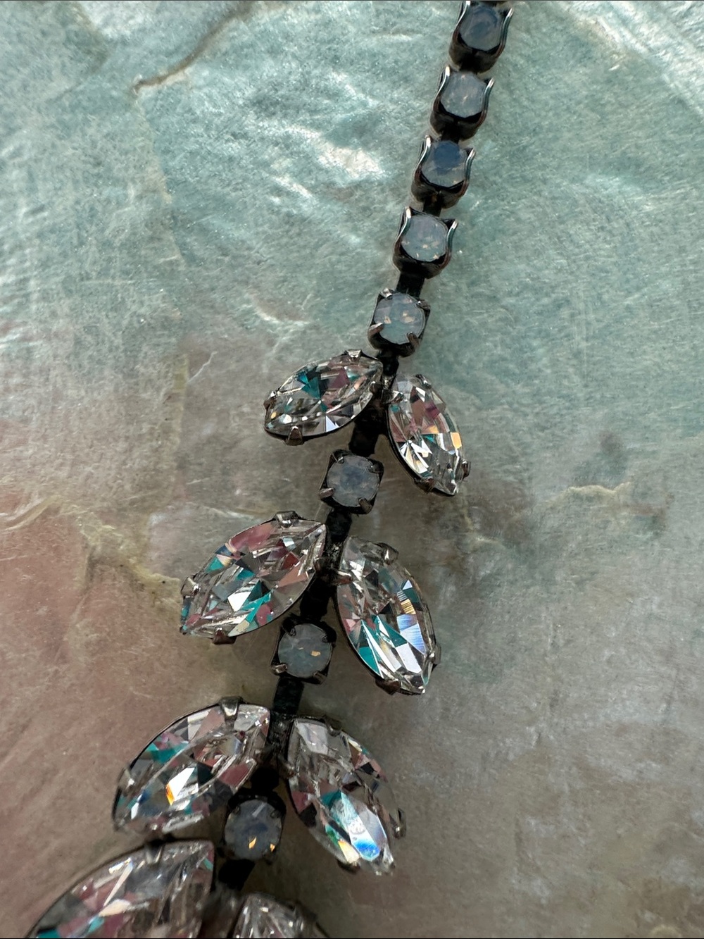 Sorrelli Clear Crystal Leaf Statement Necklace - Silver Tone - Picture 6 of 6